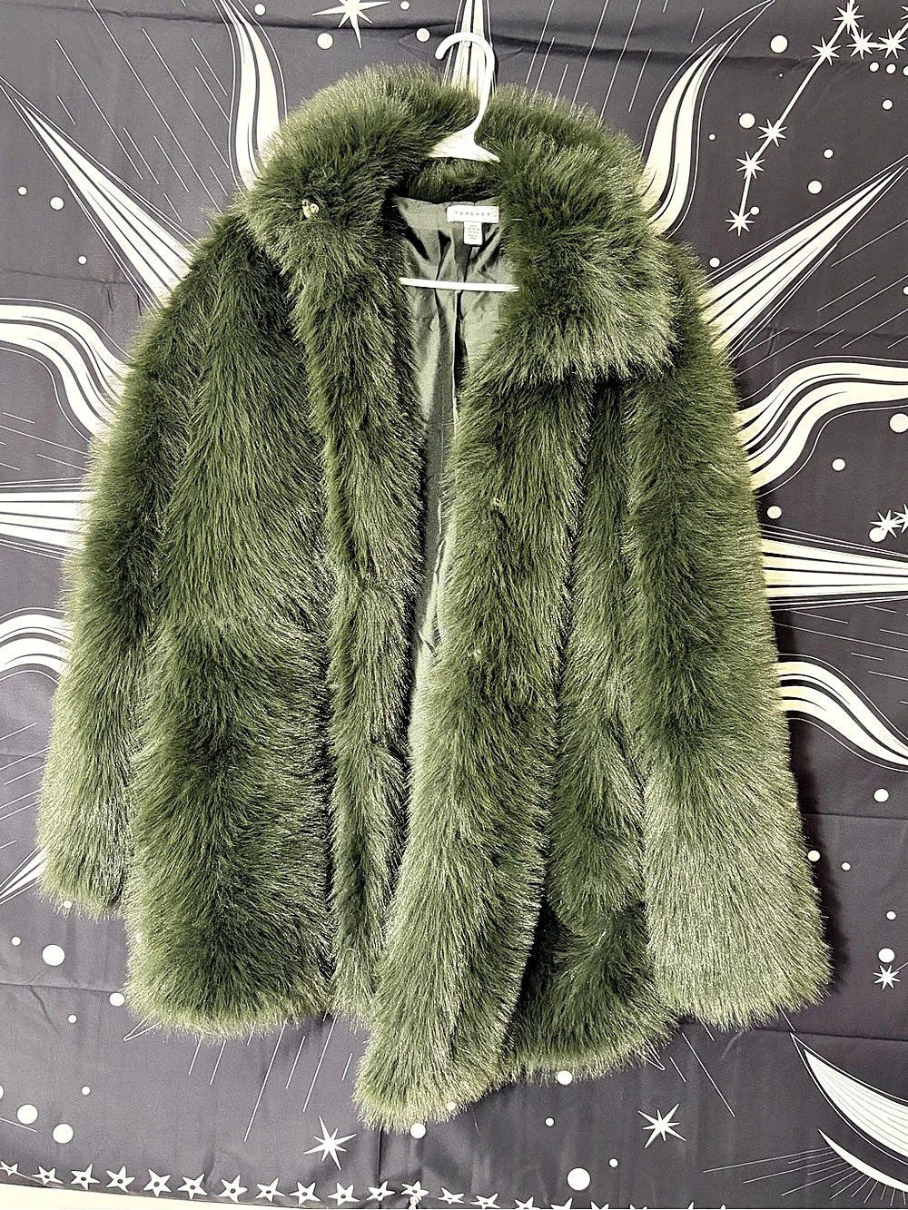 Topshop Green Faux Fur Jacket